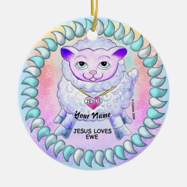 Adorno De Cerámica Christian Jesus Loves You  (Frente)