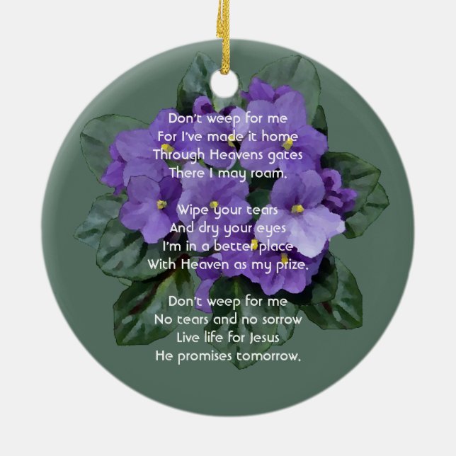Adorno De Cerámica Christian Memorial Keepsake African Violet (Atrás)