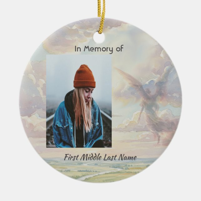 Adorno De Cerámica Christian Memorial Keepsake Angel Sky Clouds (Frente)