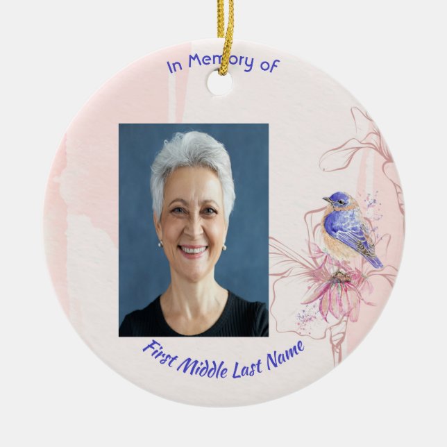 Adorno De Cerámica Christian Memorial Keepsake  Bluebird Garden  (Frente)