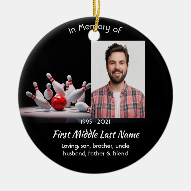 Adorno De Cerámica Christian Memorial Keepsake Bowling Bowler (Frente)