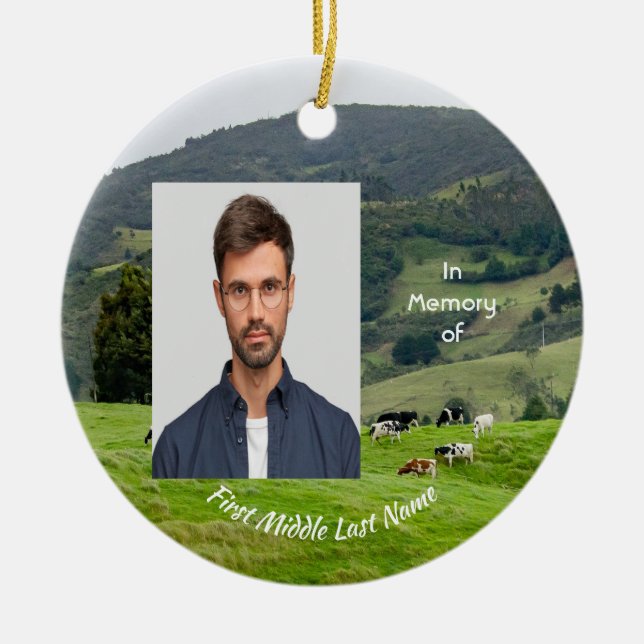 Adorno De Cerámica Christian Memorial Keepsake Cattle Farm Landscape  (Frente)