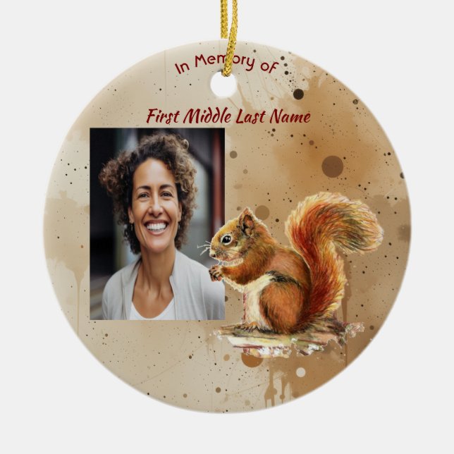 Adorno De Cerámica Christian Memorial Keepsake Cute Red Squirrel (Frente)