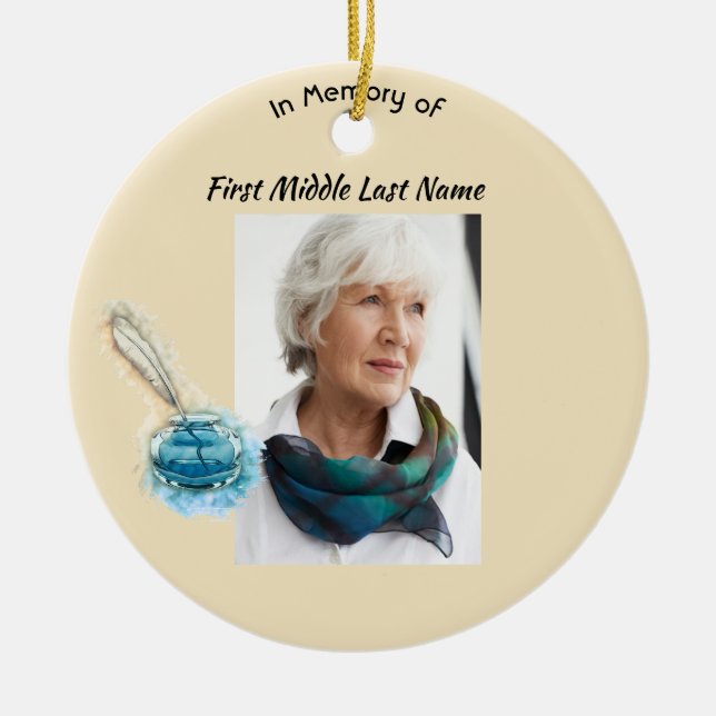 Adorno De Cerámica Christian Memorial Keepsake Feather Pen  (Frente)