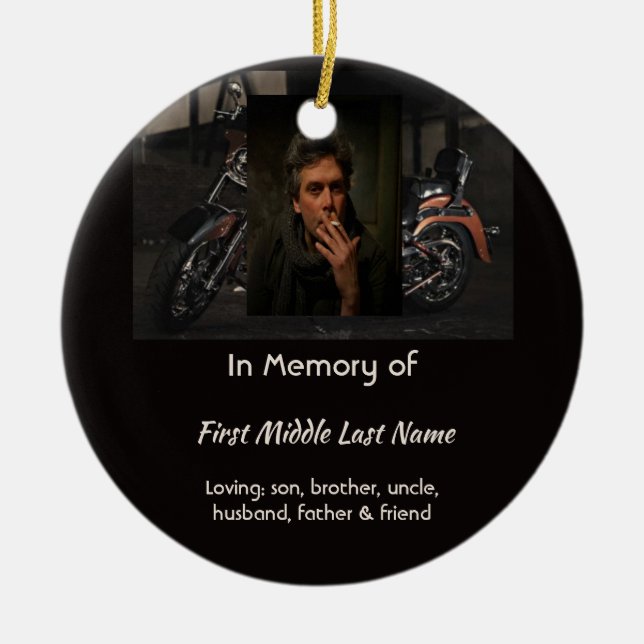 Adorno De Cerámica Christian Memorial Keepsake Motorcycle Biker (Frente)