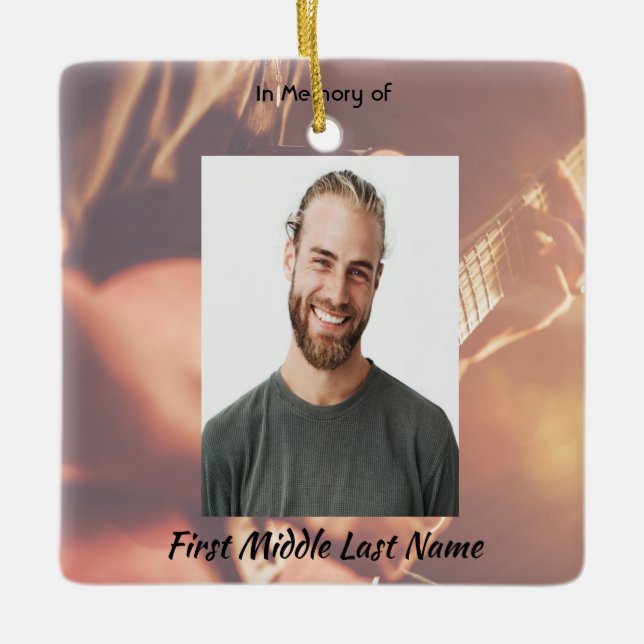 Adorno De Cerámica Christian Memorial Keepsake Musician Piano Guitar (Anverso)