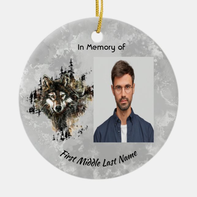 Adorno De Cerámica Christian Memorial Keepsake Wolf Wolves Animal art (Frente)