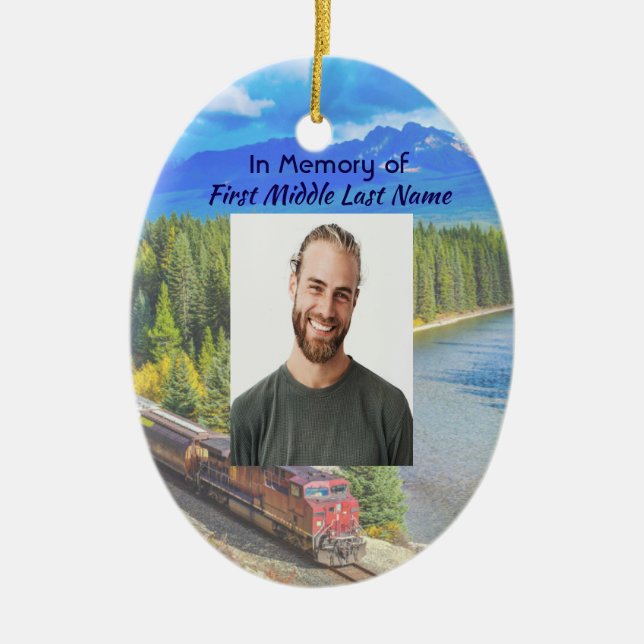 Adorno De Cerámica Christian Memorial Train Rail Tram Railway (Frente)