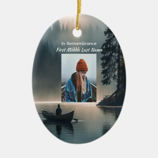 Adorno De Cerámica Christian Memory Keepsake Wilderness Lake Canoe (Frente)