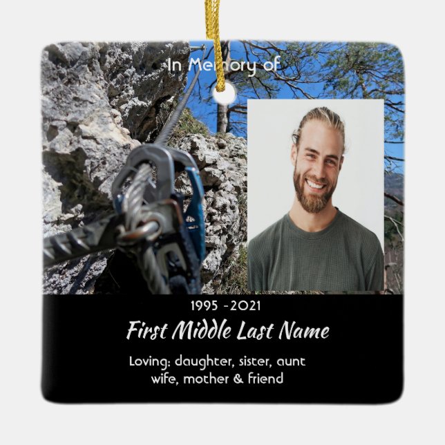 Adorno De Cerámica Christian Rock Climber Memorial Keepsake  (Anverso)