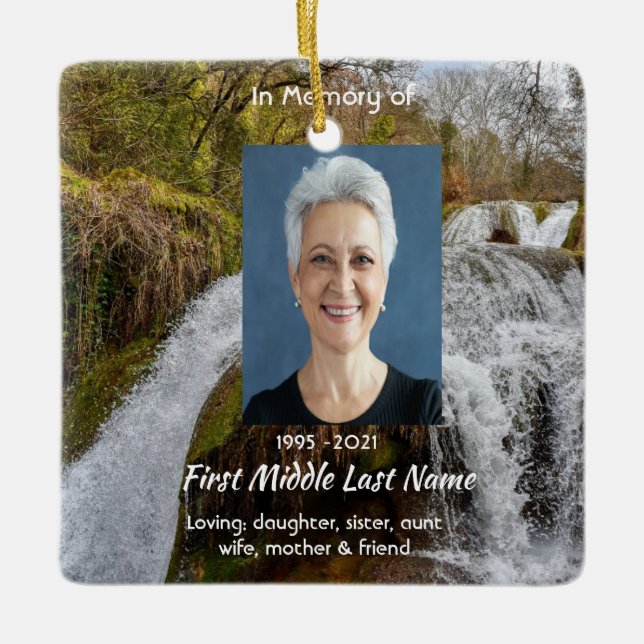 Adorno De Cerámica Christian Waterfall Landscape  Memorial Keepsake  (Anverso)