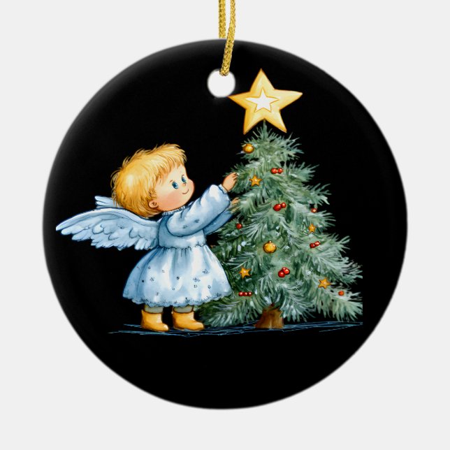 Adorno De Cerámica Christmas Angel Sweet and Heartfelt Personalize (Frente)