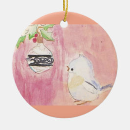 Adorno De Cerámica Christmas Bird and Ornament