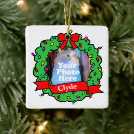 Adorno De Cerámica Christmas Bird Photo Wreath