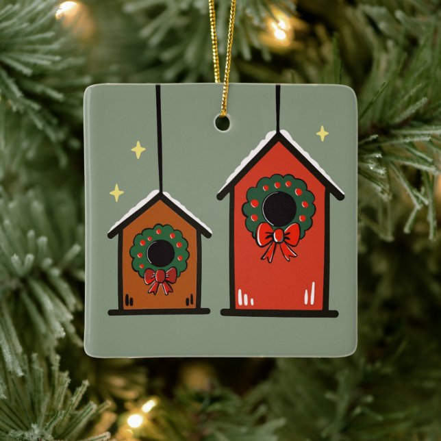 Adorno De Cerámica Christmas Birdhouses Ornament – Cozy Minimal  (Árbol)