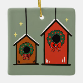 Adorno De Cerámica Christmas Birdhouses Ornament – Cozy Minimal