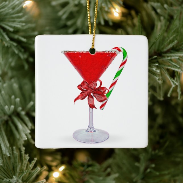 Adorno De Cerámica Christmas Bow On  Martini Cocktail (Árbol)