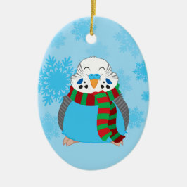 Adorno De Cerámica Christmas Budgies Double-Sided Ornament