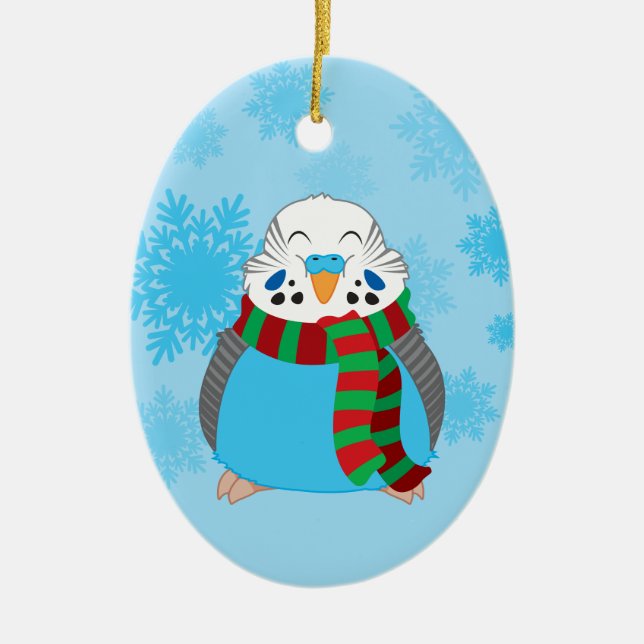 Adorno De Cerámica Christmas Budgies Double-Sided Ornament (Frente)