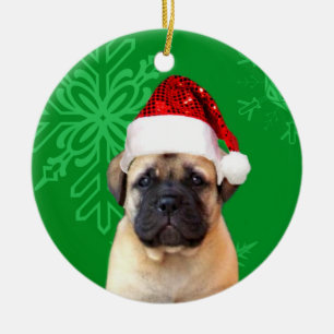 Adorno De Cerámica Christmas bullmastiff puppy