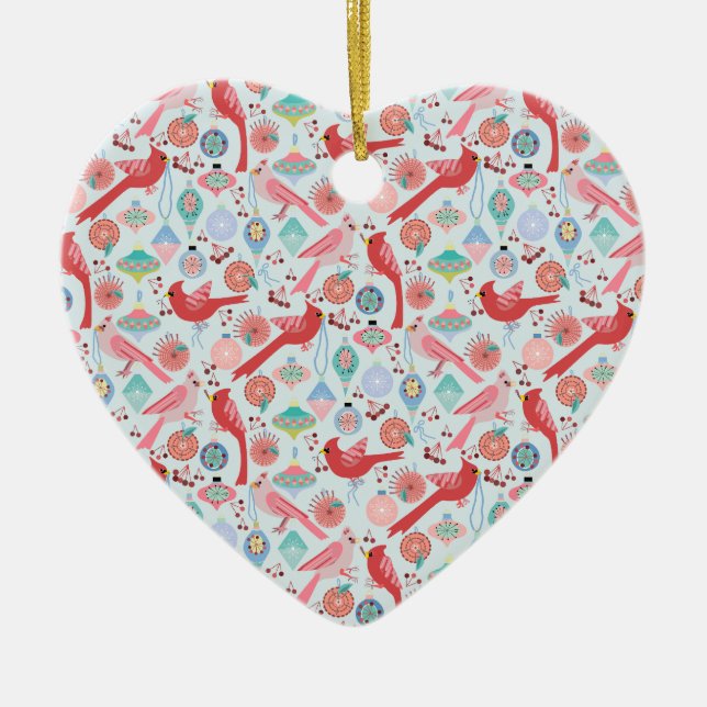 Adorno De Cerámica Christmas Cardinals Midcentury Modern (Frente)