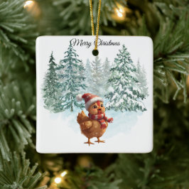 Adorno De Cerámica Christmas Chicken Ornament