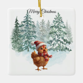 Adorno De Cerámica Christmas Chicken Ornament