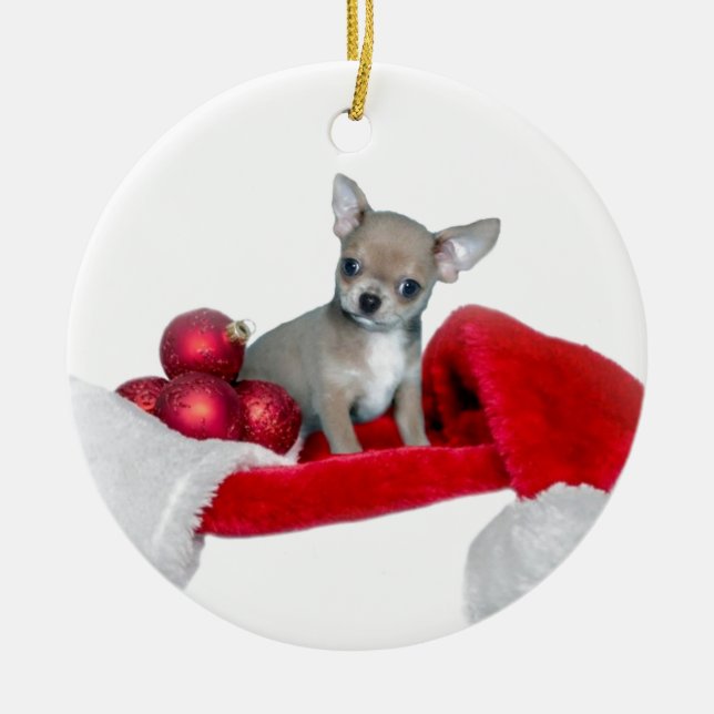 Adorno De Cerámica Christmas Chihuahua dog (Frente)
