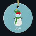 Adorno De Cerámica Christmas Face Mask Snowman 2021<br><div class="desc">This design was created though digital art. It may be personalized in the area provided or customizing by changing the photo or added your own words. Contact me at colorflowcreations@gmail.com if you with to have this design on another product. Purchase my original abstract acrylic painting for sale at www.etsy.com/shop/colorflowart. See...</div>