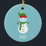 Adorno De Cerámica Christmas Face Mask Snowman 2021<br><div class="desc">This design was created though digital art. It may be personalized in the area provided or customizing by changing the photo or added your own words. Contact me at colorflowcreations@gmail.com if you with to have this design on another product. Purchase my original abstract acrylic painting for sale at www.etsy.com/shop/colorflowart. See...</div>