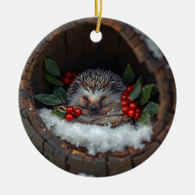 Adorno De Cerámica Christmas fun mice /hedgehog Holiday nature (Frente)