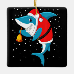 Adorno De Cerámica Christmas - Funny Christmas Shark