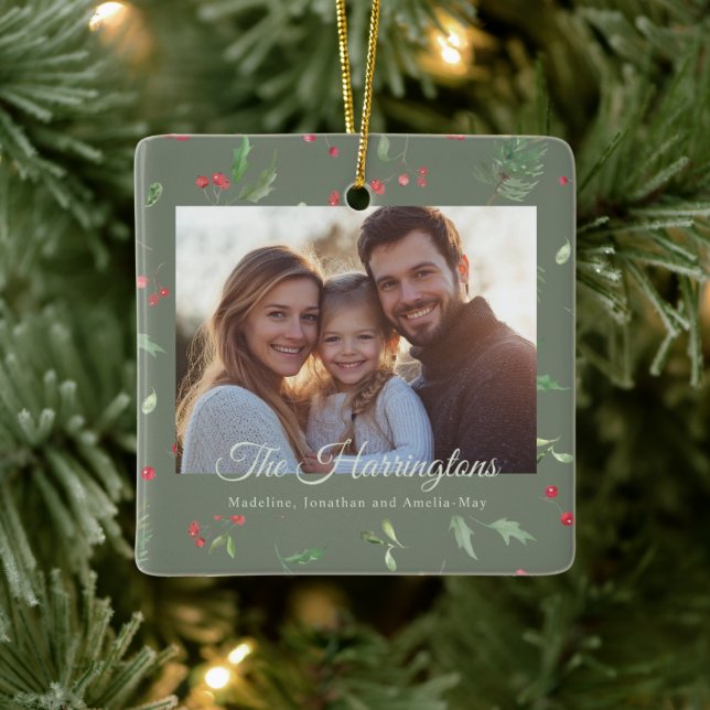 Adorno De Cerámica Christmas Green Foliage Photo (Árbol)