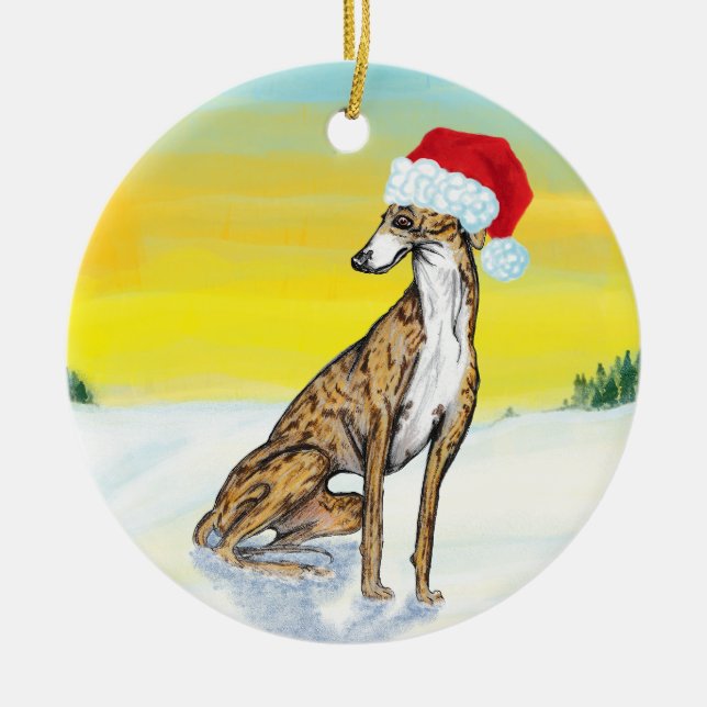 Adorno De Cerámica christmas greyhound (Frente)