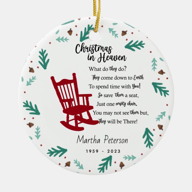 Adorno De Cerámica Christmas in Heaven Memorial Ornament – Personaliz (Frente)