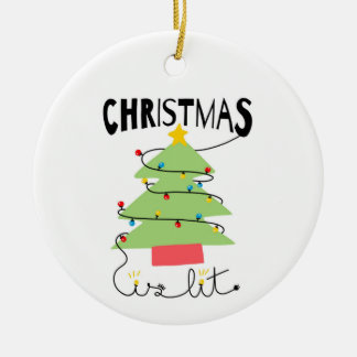 Adorno De Cerámica Christmas Is Lit Ceramic Circle Ornament