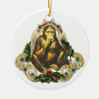 Adorno De Cerámica Christmas monkey