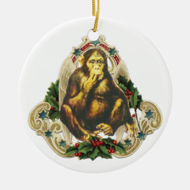 Adorno De Cerámica Christmas monkey (Frente)