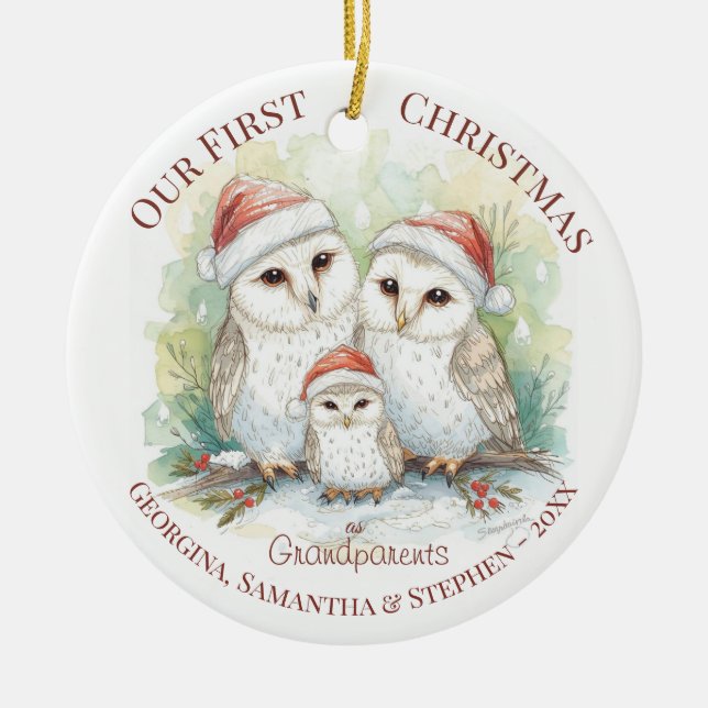 Adorno De Cerámica Christmas Ornament - First Christmas Grandparents (Frente)