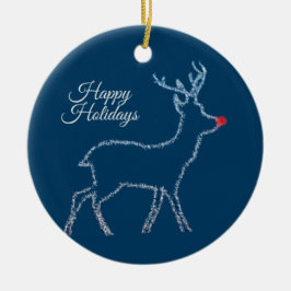 Adorno De Cerámica Christmas Party Reindeer Blue Sky Rustic Elegant