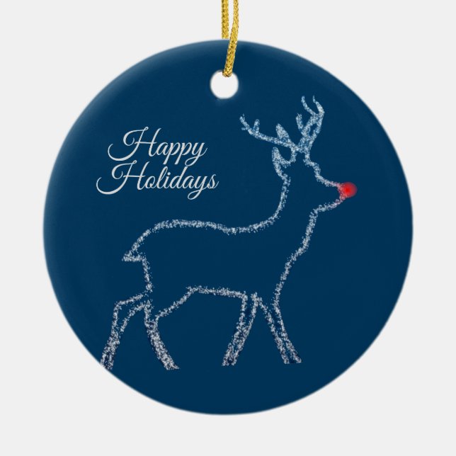 Adorno De Cerámica Christmas Party Reindeer Blue Sky Rustic Elegant (Frente)