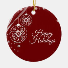 Adorno De Cerámica Christmas Party White Stars Red Elegant 