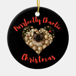 Adorno De Cerámica Christmas Personalized Cat Heart Photo Frame