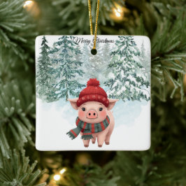 Adorno De Cerámica Christmas Pig Ornament