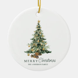 Adorno De Cerámica Christmas Pine Tree Photo Family Ornament