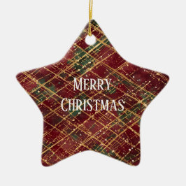 Adorno De Cerámica Christmas, Red Gold Green ,White Merry Christmas