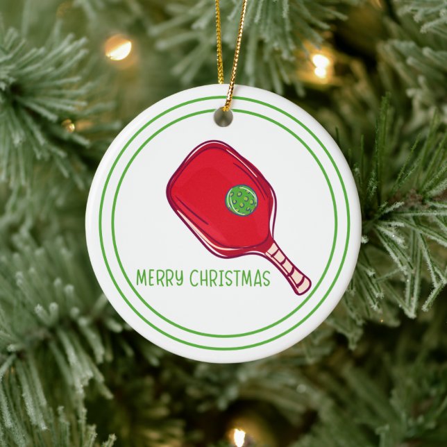 Adorno De Cerámica Christmas Red Pickleball Paddle Design Festive (Árbol)