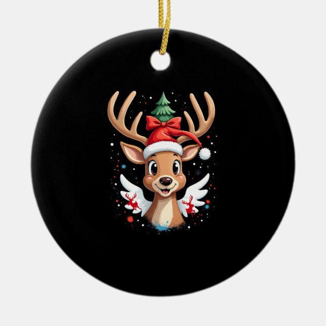 Adorno De Cerámica christmas Reindeer (4) (Frente)