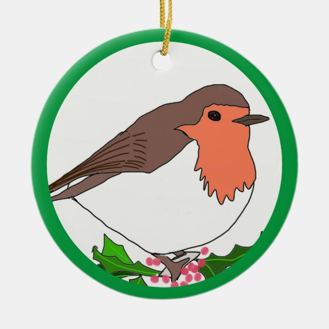 Adorno De Cerámica Christmas Robin (Frente)