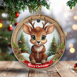 Adorno De Cerámica Christmas Rustic Vibe Personal Name Gift Tag 🦌🎄